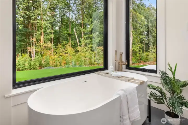 large soaking tub.