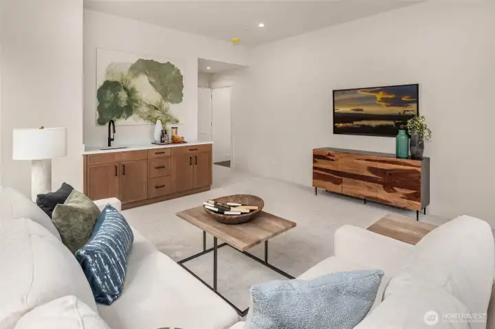 wet bar in bonus room.