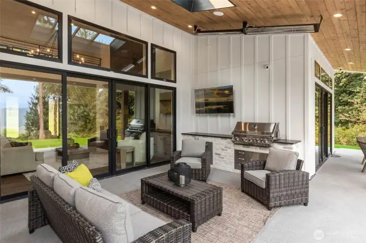 covered and heated outdoor entertainment area.