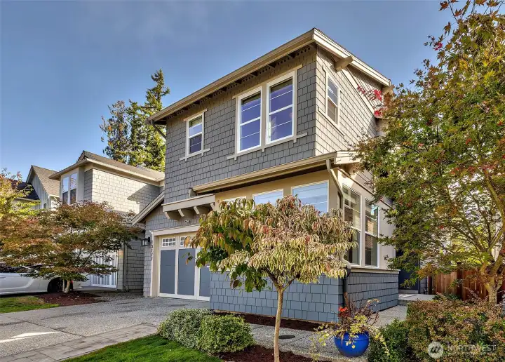 Low maintenance front yard with established vegetation
