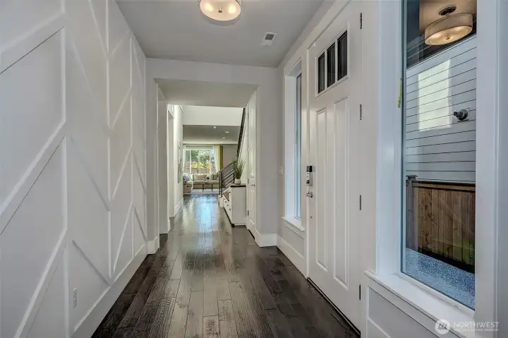 Decorative accent wall upon entry to the home