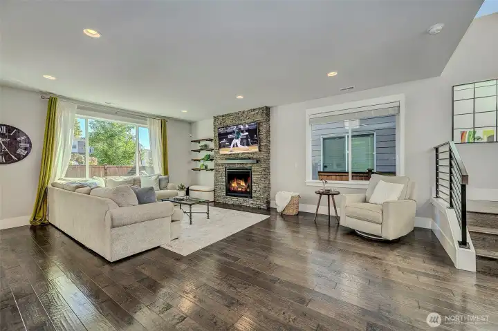 Family room with gas fireplace