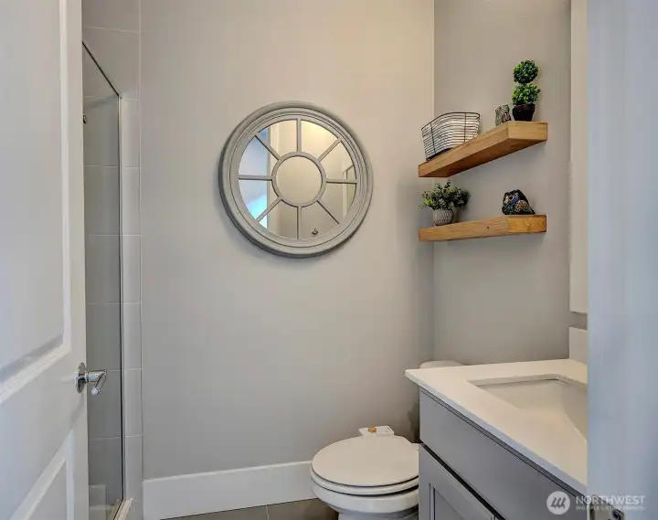 3/4 half bath on main floor with shower