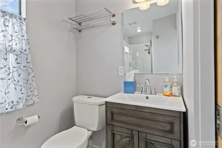 Updated 3/4 bathroom on upper floor