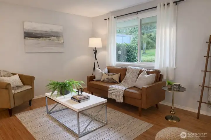 cozy spot close to your kitchen, bedrooms and back yard access