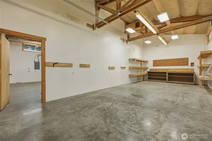 Separate bay used as a wood shop