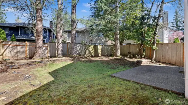 the back yard is private and spacious.