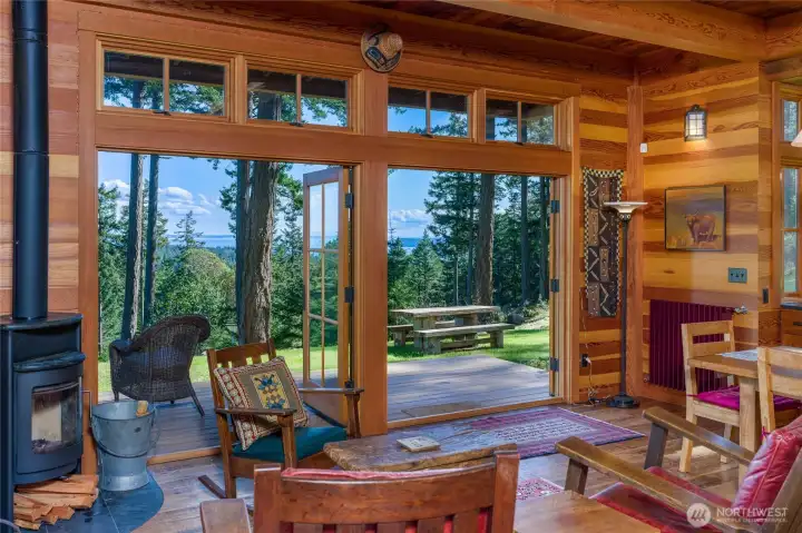 Double french doors allow the beautiful territorial and ocean views to be brought directly in to the living space.