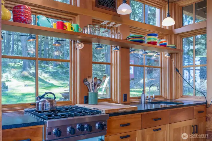 Endless views of the hillside from the kitchen windows