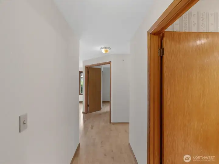 View from the front door into the unit. Bathroom door on right