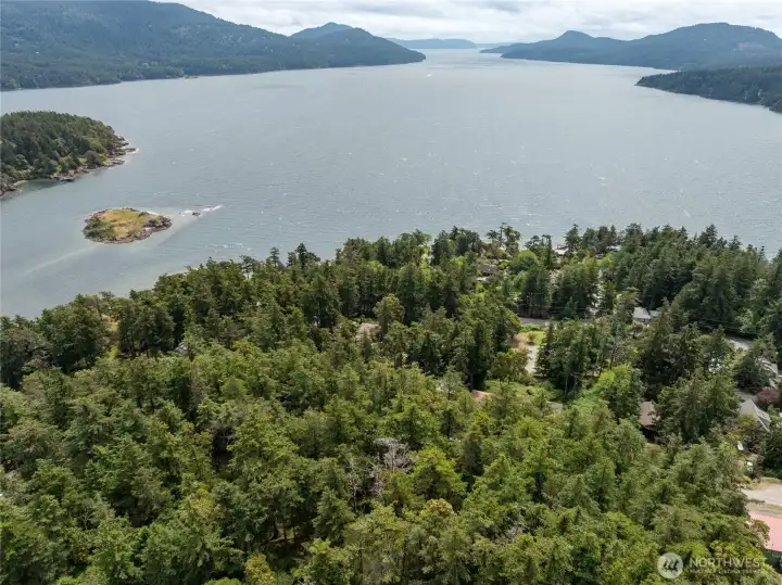 Looking straight down East Sound and beyond Looking straight down East Sound and beyond
