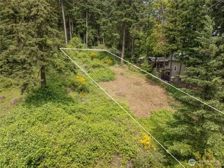 Approximate boundary lines with building site in cleared center Approximate boundary lines with building site in cleared center