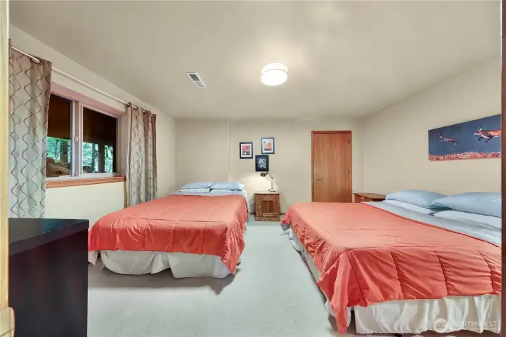 Bedroom #2 with 2 queen beds in lower level.