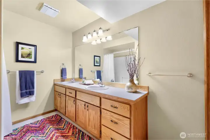 Downstairs full bath with water closet in lower level