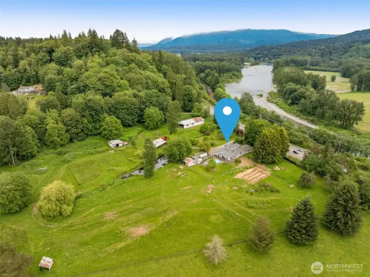 Skykomish River south of the property NOT in the flood plain