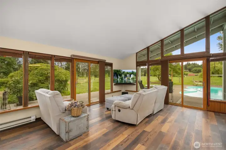 Walls of windows allow peaceful enjoyment of nature