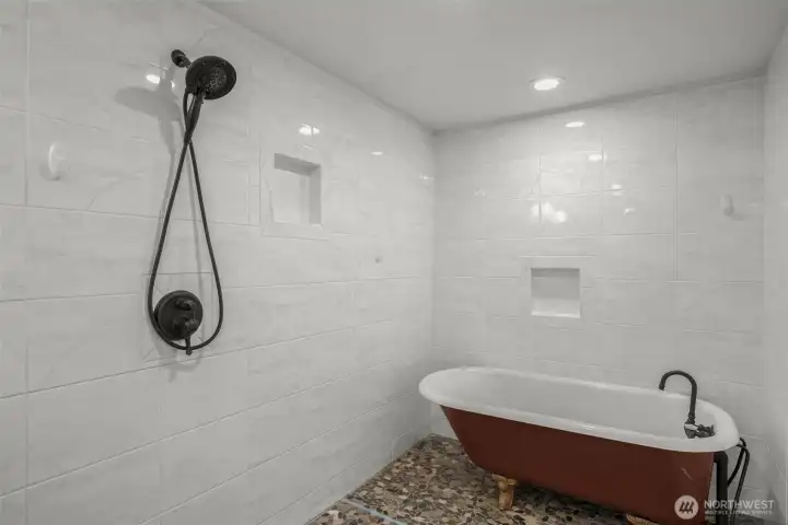 Remodeled bath. Tub is original to the home