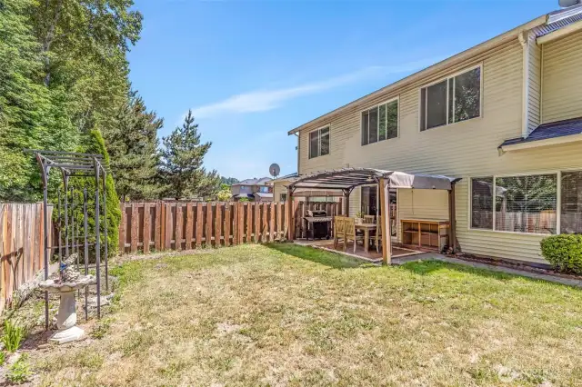 Private backyard with fully fenced yard