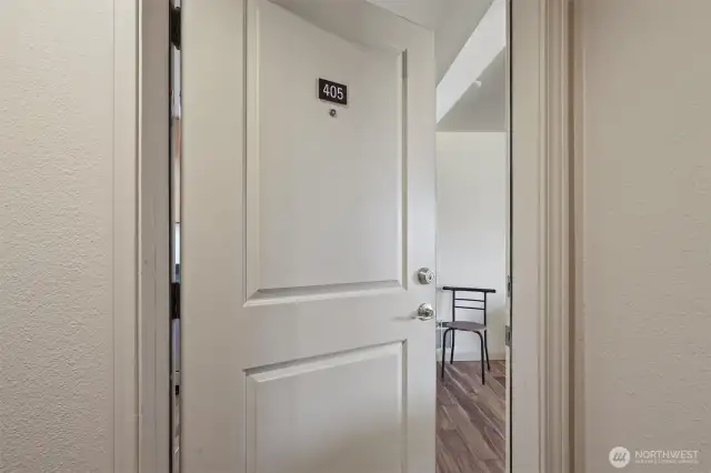 Your unit is located on a quiet side hallway with only one other unit.