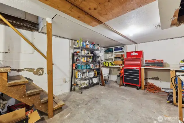 The basement is great for storage or a work-out area. It also has the mechanical room.