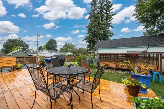 The cedar deck was just placed last year and it is perfect for entertaining!
