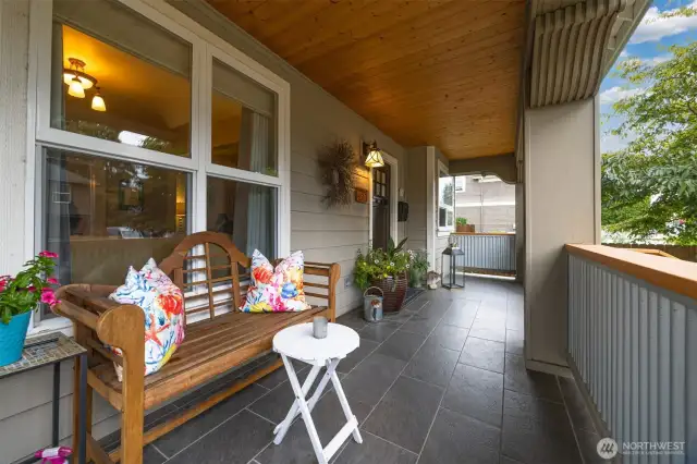 The front porch is tiled and is very spacious and a great place to sit and watch the world go by (although J Street is a quiet street).