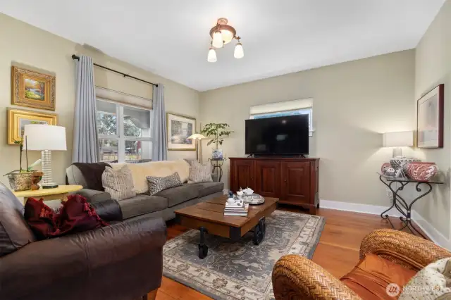 The living room is open to the entry and dining room and is quite large.
