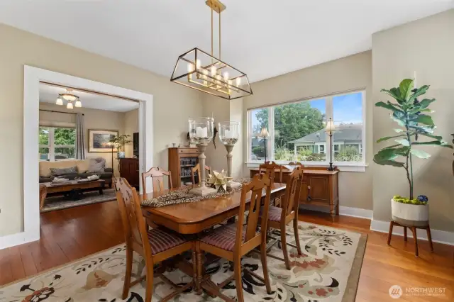 The dining room is also spacious and had the original sliding parlor doors can close the dining room off for privacy.