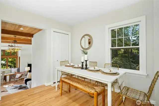 Notice the window seat in the family room - big enough for two and features a lovely view of the garden
