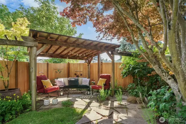 The Japanese maple tree provides just the right amount of shade and ambience - who wouldn't want to spend time here?