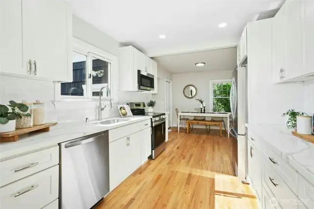 Window over sink looks out over your lovely tiered garden
