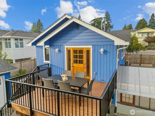 Enjoy outdoor dining on the spacious deck—perfect for entertaining or relaxing under the Northwest sky.