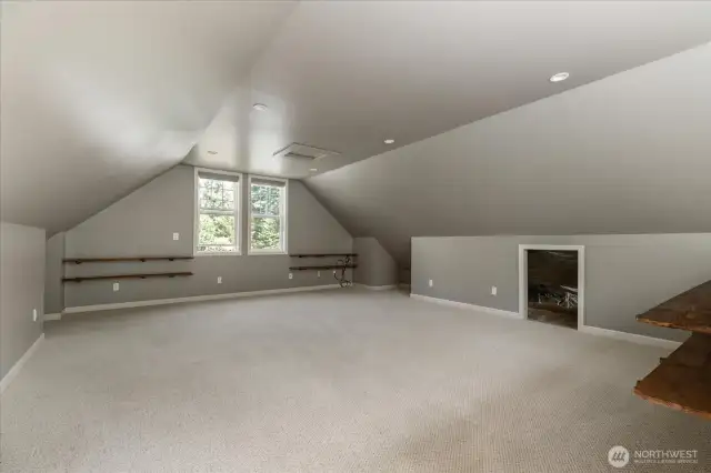 Oversized 2nd floor family room over garage with ample storage