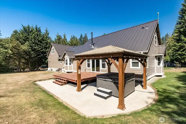 Gazebo covered hot tub off back deck