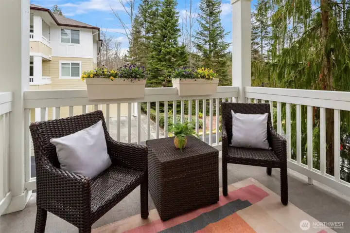 Peaceful, private covered deck - perfect for year-round relaxation and/or entertaining
