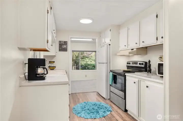 Newer appliances and ample storage space