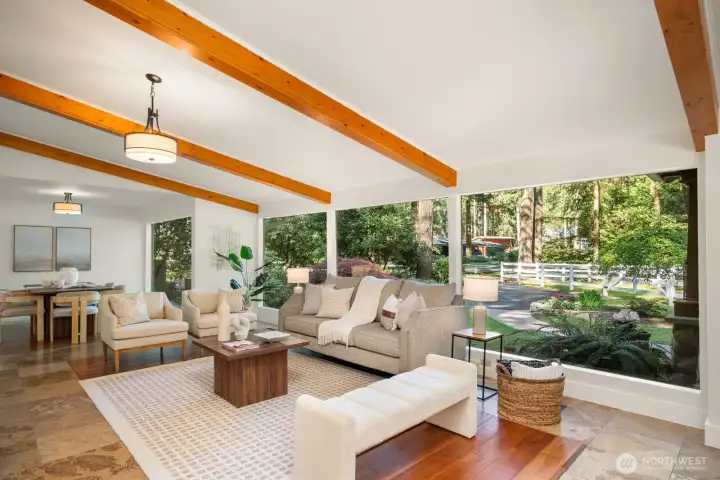 Beautiful living room with gas fireplace