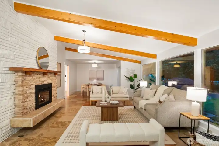 Cozy living room with gas fireplace