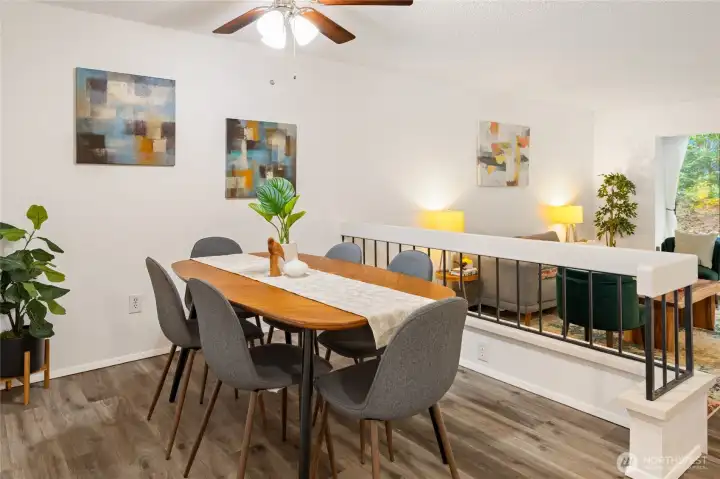No cramped dining quarters here! Pull up a chair at the table, there's room for everyone.