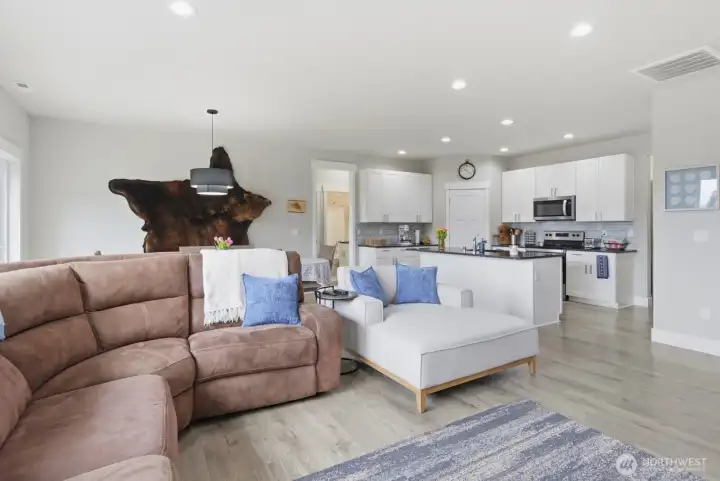 Open Concept Living Room, Dining Room & Kitchen