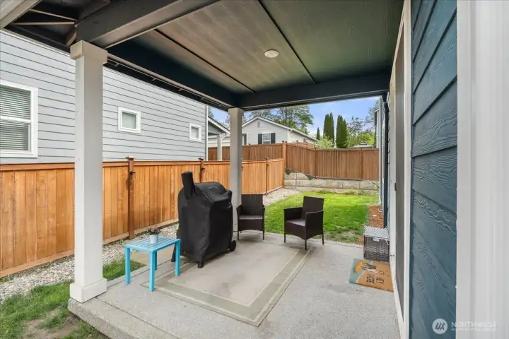 Covered outdoor living space perfect for relaxing or entertaining. Covered outdoor living space perfect for relaxing or entertaining.