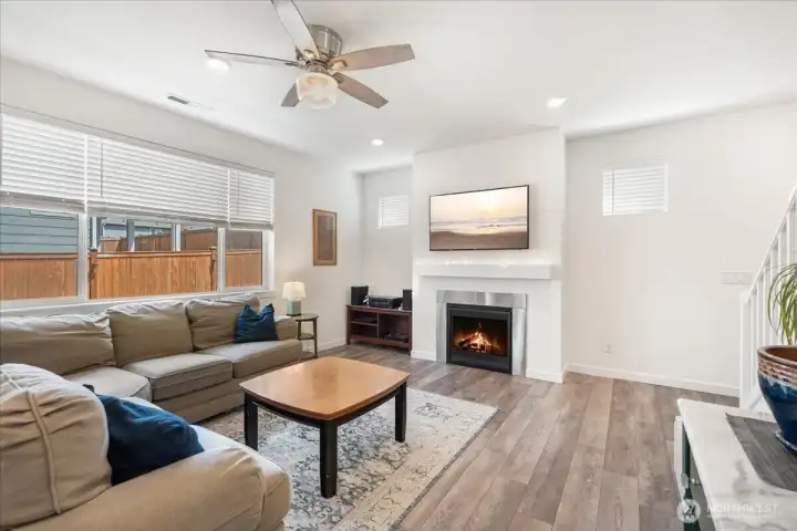 Spacious and inviting great room with cozy gas fireplace centerpiece. Spacious and inviting great room with cozy gas fireplace centerpiece.