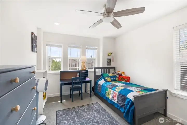 One of the four bedrooms located upstairs. One of the four bedrooms located upstairs.