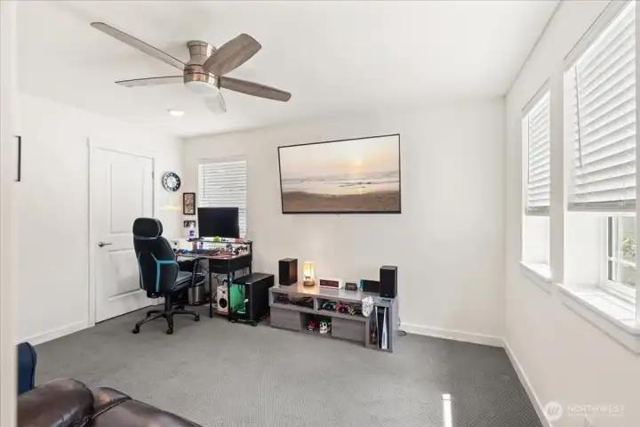 Flexible upstairs room perfect for a media room, playroom, or sixth bedroom feel. Flexible upstairs room perfect for a media room, playroom, or sixth bedroom feel.