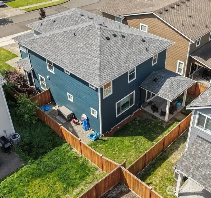 A level backyard offers room to play, garden, or entertain. A level backyard offers room to play, garden, or entertain.