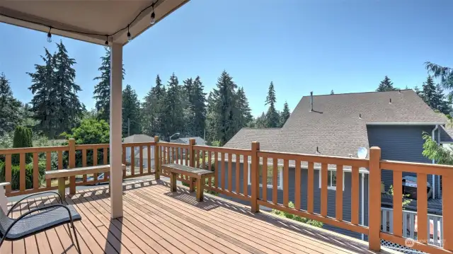 This portion of the deck is just off the living room through the french doors, great for entertaining!