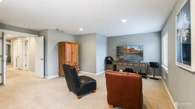 Entertainment room perfect for hosting game night or movie night!