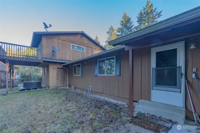 Back yard and door.