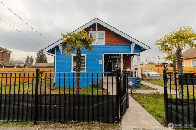 Front of the house with gated entry