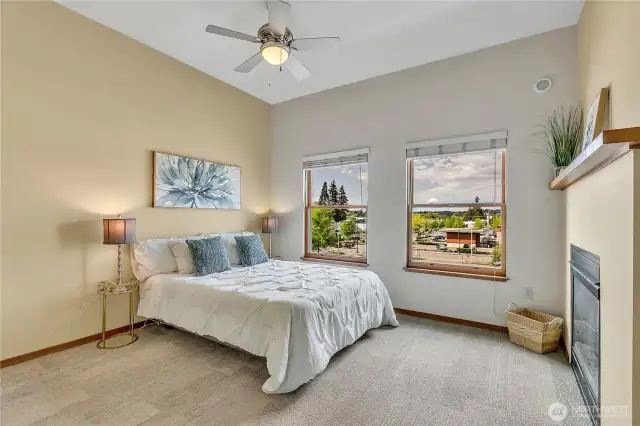 Spacious Primary Bedroom with ceiling fan.